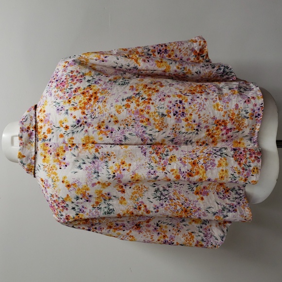 H&M Linen Floral Cropped Boxy Shirt Women's Size Large - Picture 4 of 11